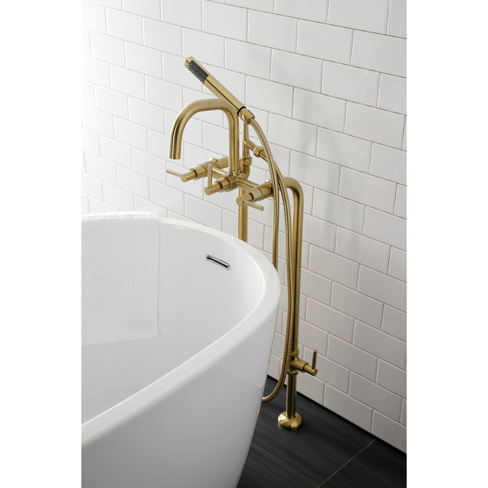 Aqua Vintage CCK8407DL Concord Freestanding Tub Faucet with Supply Line, Stop Valve, Brushed Brass