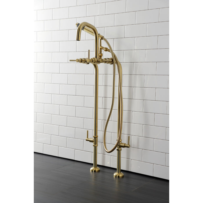 Aqua Vintage CCK8407DL Concord Freestanding Tub Faucet with Supply Line, Stop Valve, Brushed Brass
