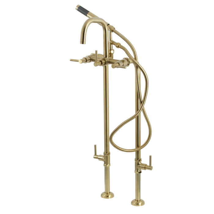 Aqua Vintage CCK8407DL Concord Freestanding Tub Faucet with Supply Line, Stop Valve, Brushed Brass
