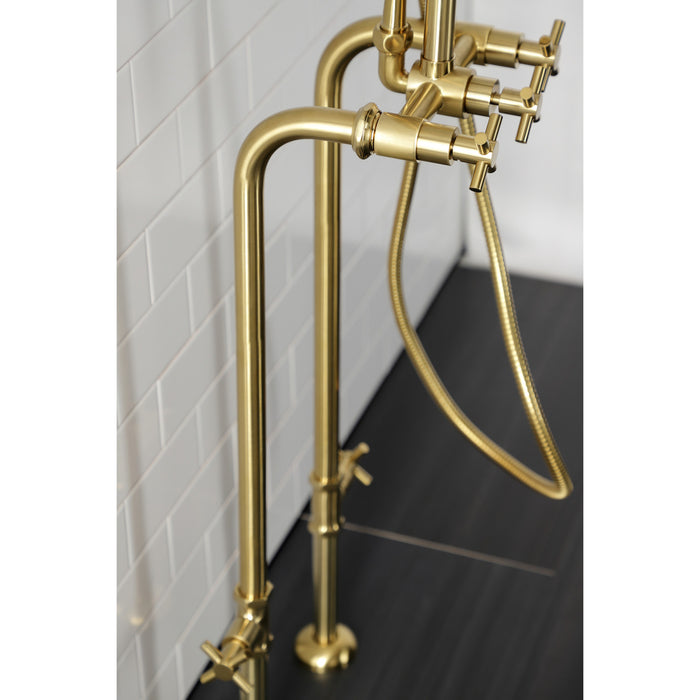 Aqua Vintage CCK8407DX Concord Freestanding Tub Faucet with Supply Line, Stop Valve, Brushed Brass
