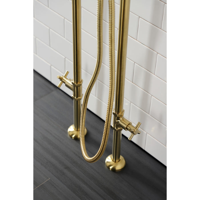 Aqua Vintage CCK8407DX Concord Freestanding Tub Faucet with Supply Line, Stop Valve, Brushed Brass