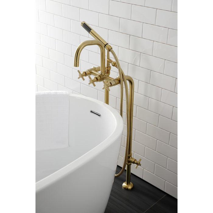 Aqua Vintage CCK8407DX Concord Freestanding Tub Faucet with Supply Line, Stop Valve, Brushed Brass