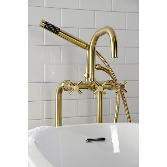 Aqua Vintage CCK8407DX Concord Freestanding Tub Faucet with Supply Line, Stop Valve, Brushed Brass