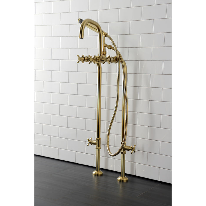 Aqua Vintage CCK8407DX Concord Freestanding Tub Faucet with Supply Line, Stop Valve, Brushed Brass