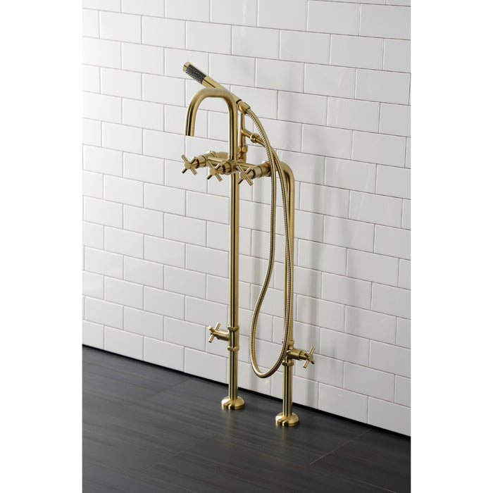 Aqua Vintage CCK8407DX Concord Freestanding Tub Faucet with Supply Line, Stop Valve, Brushed Brass