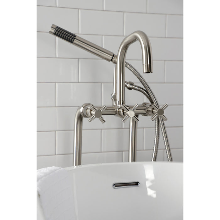 Aqua Vintage CCK8408DX Concord Freestanding Tub Faucet with Supply Line, Stop Valve, Brushed Nickel