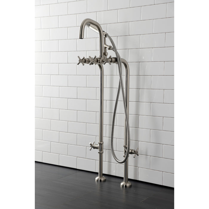 Aqua Vintage CCK8408DX Concord Freestanding Tub Faucet with Supply Line, Stop Valve, Brushed Nickel