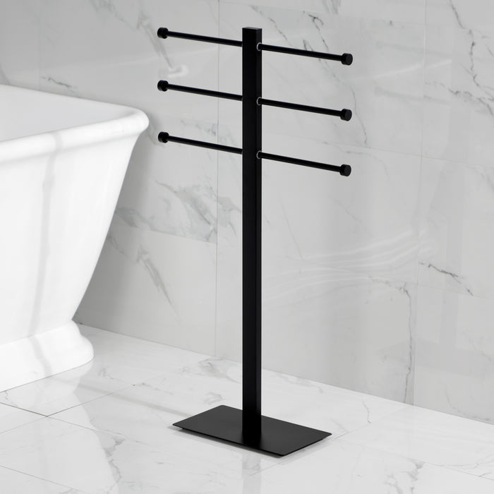 Kingston Brass CCS6020 Edenscape 36" Freestanding Pedestal T-Shape Towel Rack, Matte Black