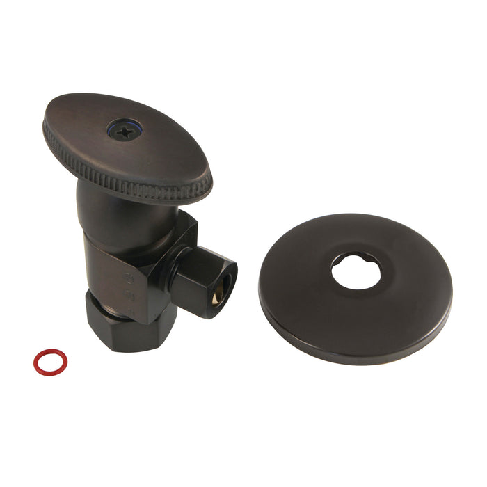 Kingston Brass CD53305VAK 5/8" O.D. Comp x 3/8" O.D. Comp Anti-Seize Deluxe Quarter-Turn Ceramic Hardisc Cartridge Angle Stop with Flange, Oil Rubbed Bronze