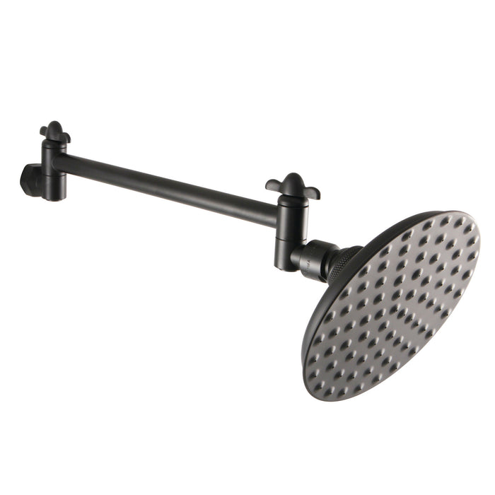 Kingston Brass CK135K0 Victorian 5-1/4" Round Raindrop Brass Shower Head with 10" High-Low Adjustable Shower Arm, Matte Black