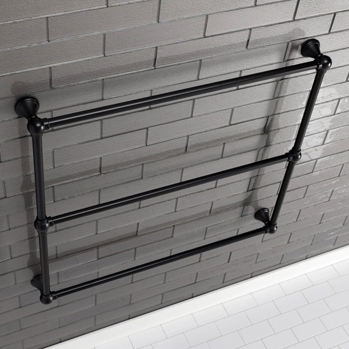 Kingston Brass DTC323619MB Maximilien 36" x 32" Brass Wall Mount 3-Tier Towel Rack, Matte Black