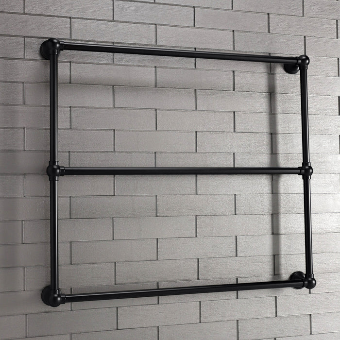 Kingston Brass DTC323619MB Maximilien 36" x 32" Brass Wall Mount 3-Tier Towel Rack, Matte Black
