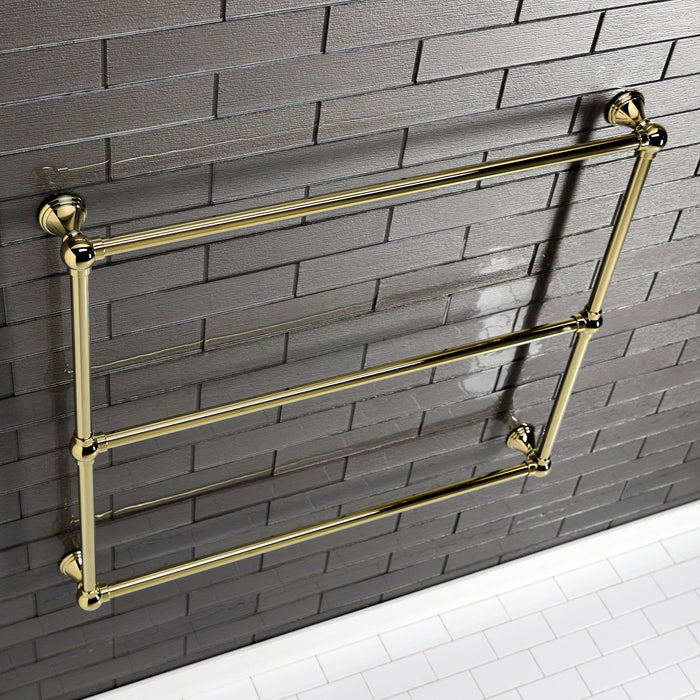 Kingston Brass DTC323619PB Maximilien 36" x 32" Brass Wall Mount 3-Tier Towel Rack, Polished Brass