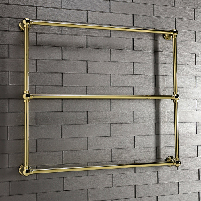 Kingston Brass DTC323619PB Maximilien 36" x 32" Brass Wall Mount 3-Tier Towel Rack, Polished Brass