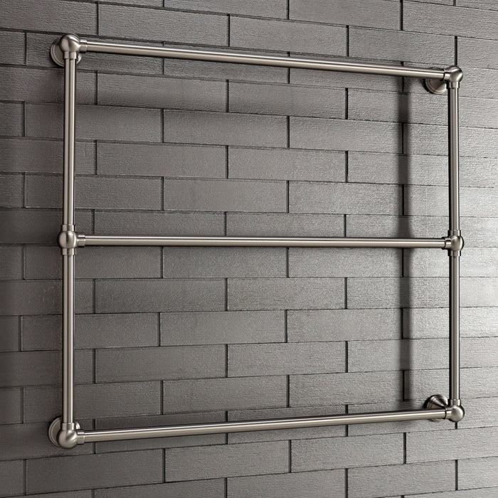 Kingston Brass DTC323619SN Maximilien 36" x 32" Brass Wall Mount 3-Tier Towel Rack, Brushed Nickel
