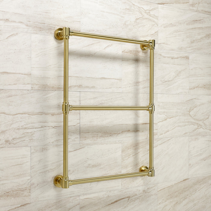 Kingston Brass DTM322437 Gallant 24" x 32" Brass Wall Mount 3-Tier Towel Rack, Brushed Brass