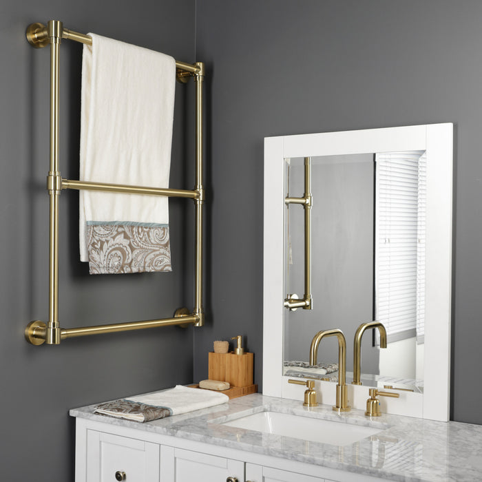 Kingston Brass DTM322437 Gallant 24" x 32" Brass Wall Mount 3-Tier Towel Rack, Brushed Brass
