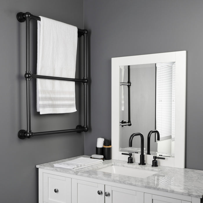 Kingston Brass DTM32243MB Palatine 24" x 32" Brass Wall Mount 3-Tier Towel Rack, Matte Black