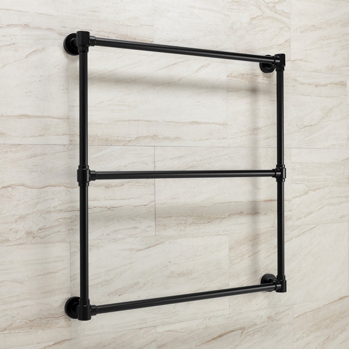 Kingston Brass DTM323030 Gallant 30" x 32" Brass Wall Mount 3-Tier Towel Rack, Matte Black
