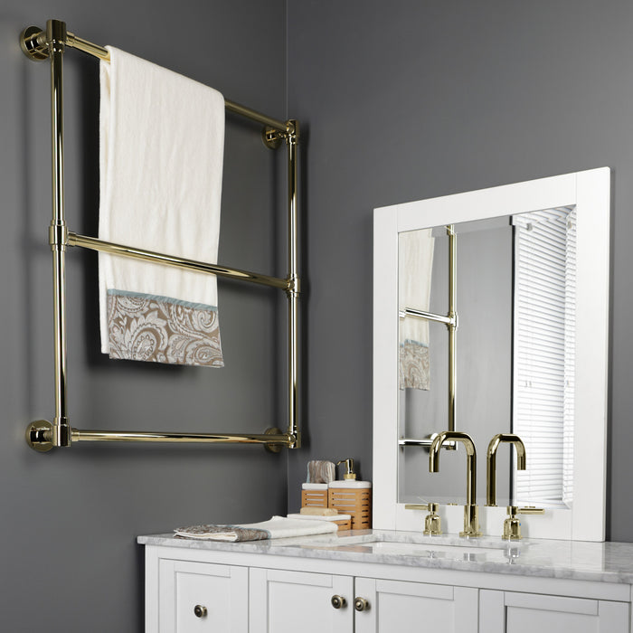 Kingston Brass DTM323032 Gallant 30" x 32" Brass Wall Mount 3-Tier Towel Rack, Polished Brass