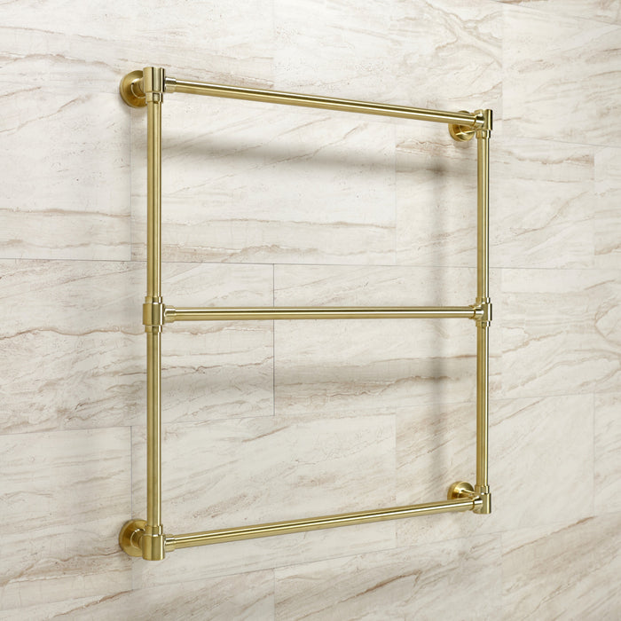 Kingston Brass DTM323037 Gallant 30" x 32" Brass Wall Mount 3-Tier Towel Rack, Brushed Brass