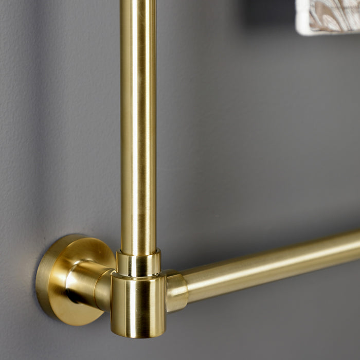 Kingston Brass DTM323037 Gallant 30" x 32" Brass Wall Mount 3-Tier Towel Rack, Brushed Brass