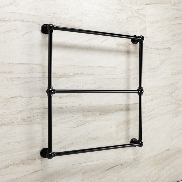 Kingston Brass DTM32303MB Palatine 30" x 32" Brass Wall Mount 3-Tier Towel Rack, Matte Black