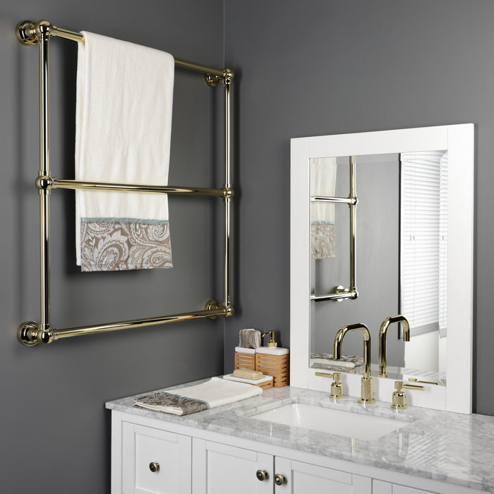 Kingston Brass DTM32303PB Palatine 30" x 32" Brass Wall Mount 3-Tier Towel Rack, Polished Brass
