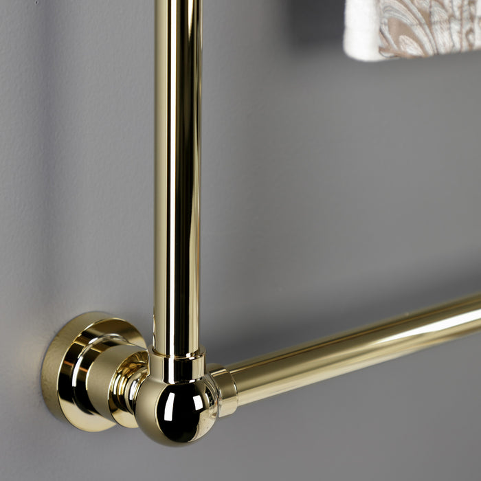 Kingston Brass DTM32303PB Palatine 30" x 32" Brass Wall Mount 3-Tier Towel Rack, Polished Brass