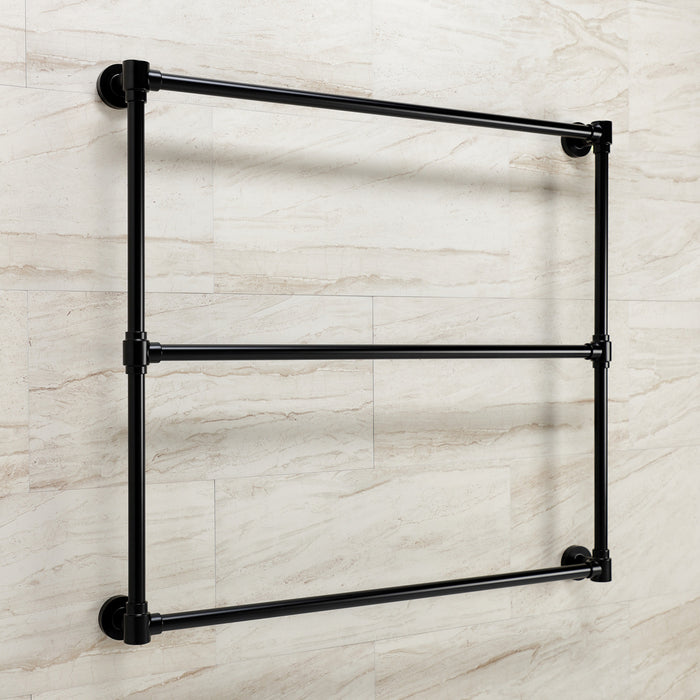 Kingston Brass DTM323630 Gallant 36" x 32" Brass Wall Mount 3-Tier Towel Rack, Matte Black