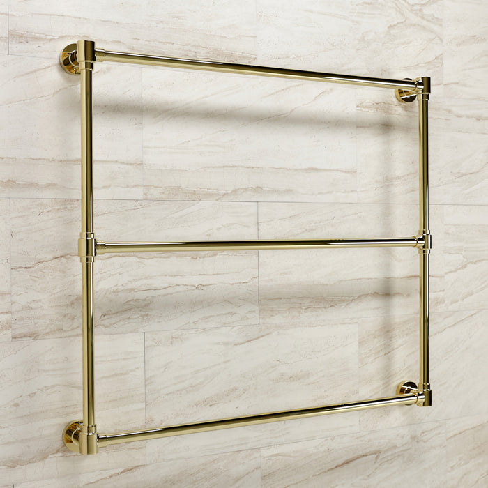 Kingston Brass DTM323632 Gallant 36" x 32" Brass Wall Mount 3-Tier Towel Rack, Polished Brass