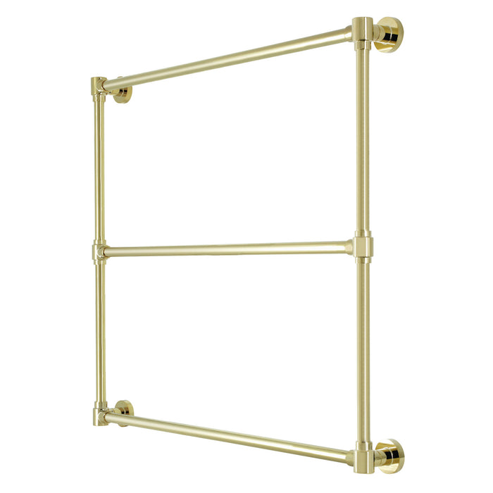 Kingston Brass DTM323632 Gallant 36" x 32" Brass Wall Mount 3-Tier Towel Rack, Polished Brass