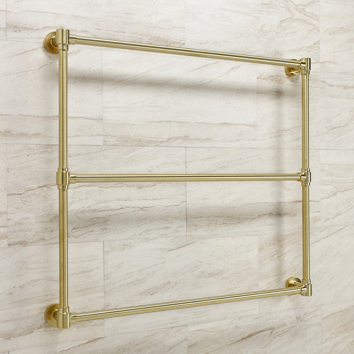Kingston Brass DTM323637 Gallant 36" x 32" Brass Wall Mount 3-Tier Towel Rack, Brushed Brass