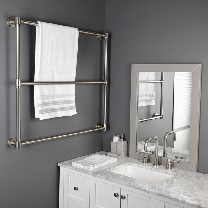 Kingston Brass DTM323638 Gallant 36" x 32" Brass Wall Mount 3-Tier Towel Rack, Brushed Nickel