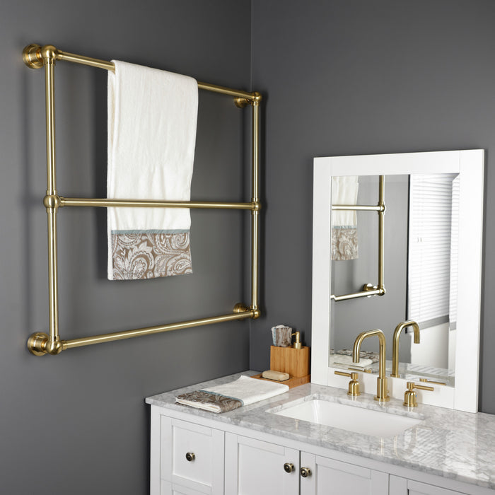 Kingston Brass DTM32363BB Palatine 36" x 32" Brass Wall Mount 3-Tier Towel Rack, Brushed Brass