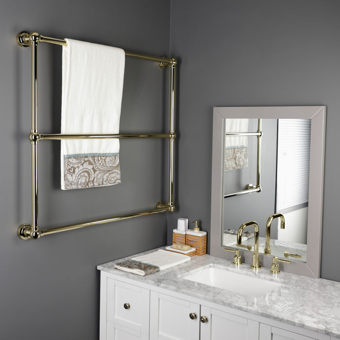 Kingston Brass DTM32363PB Palatine 36" x 32" Brass Wall Mount 3-Tier Towel Rack, Polished Brass