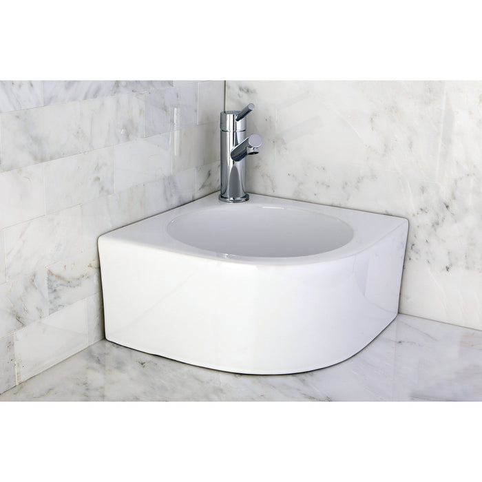 Kingston Brass EV1094 Manhattan 14-1/8" Ceramic Corner Wall Mount Bathroom Sink (Single Hole), White