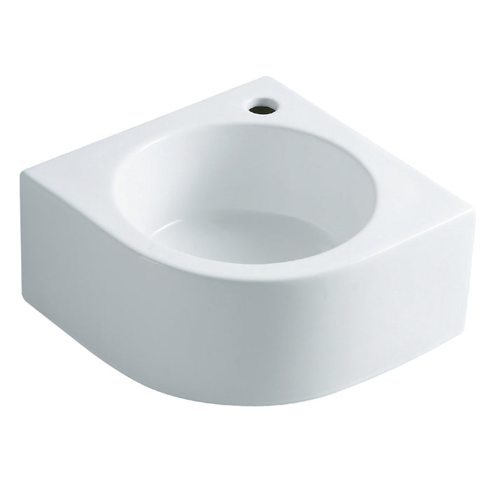 Kingston Brass EV1094 Manhattan 14-1/8" Ceramic Corner Wall Mount Bathroom Sink (Single Hole), White