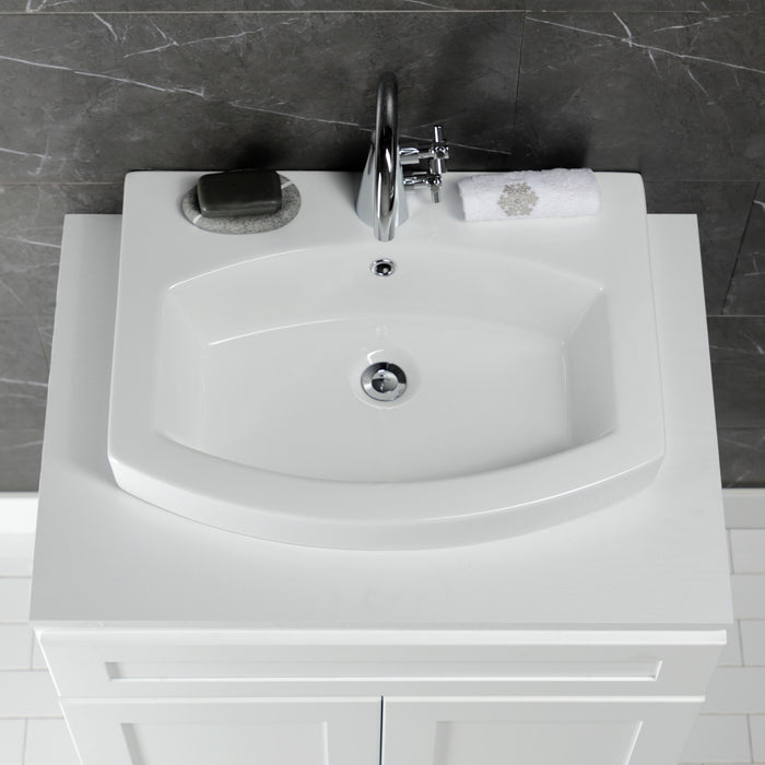 Kingston Brass EV2418 Inflection 24" Ceramic Bathroom Sink (1-Hole), White