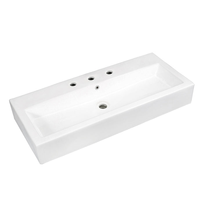 Fauceture EV3917W8 Anne 39" Ceramic Rectangular Vessel Sink (8" Centers), White