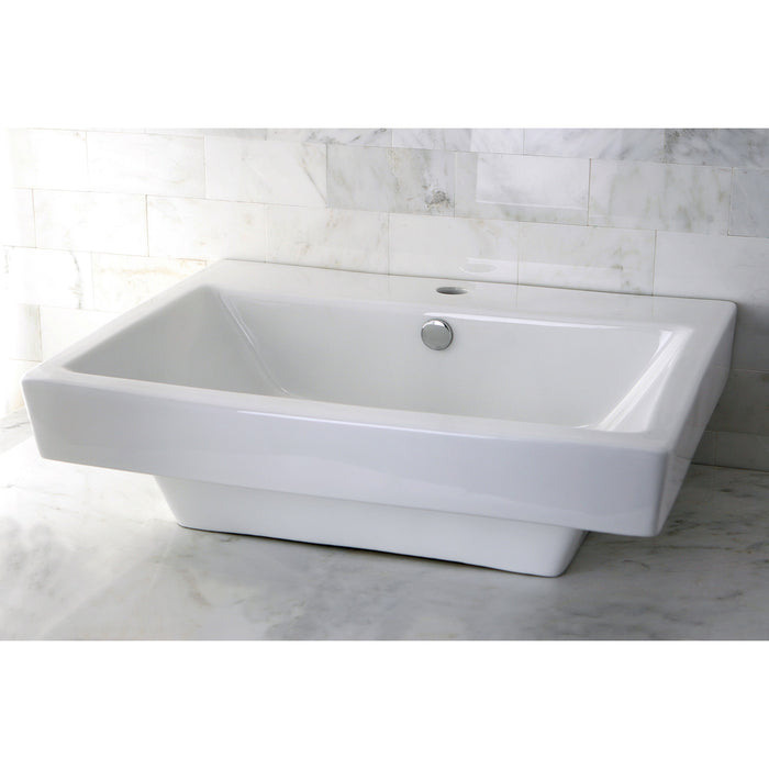 Fauceture EV4024 Plaza 24" Ceramic Rectangular Semi-Recessed Vessel Sink, White