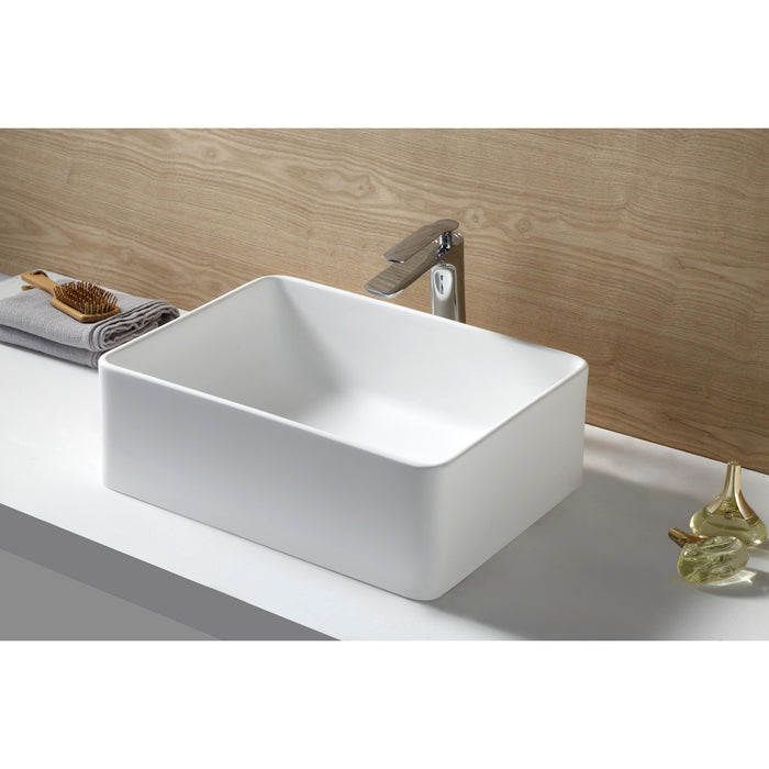 Fauceture EVA20156 Arcticstone Solid Surface White Stone Vessel Sink, Matte White