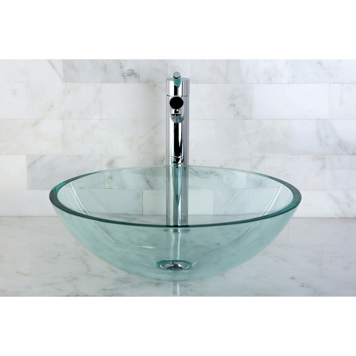 Fauceture EVSPCC1 Templeton 16-1/2" Tempered Glass Round Vessel Sink, Crystal Clear