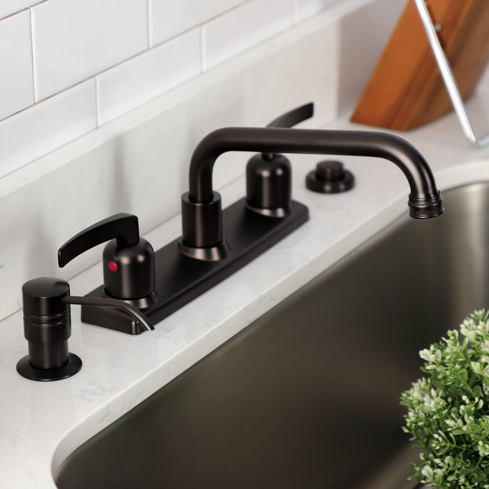 Kingston Brass FB2135EFL Centurion Double-Handle 8" Centerset Kitchen Faucet, Oil Rubbed Bronze