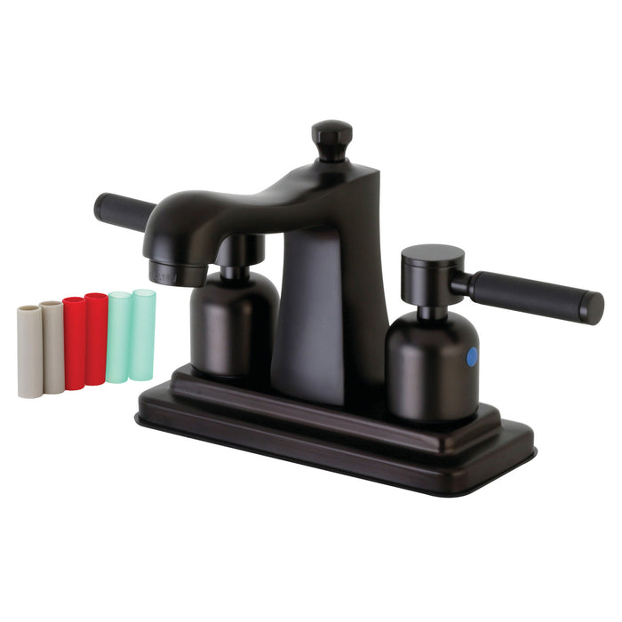 Kingston Brass FB4645DKL Kaiser Double-Handle 4" Centerset Bathroom Faucet with Pop-Up Drain, Oil Rubbed Bronze