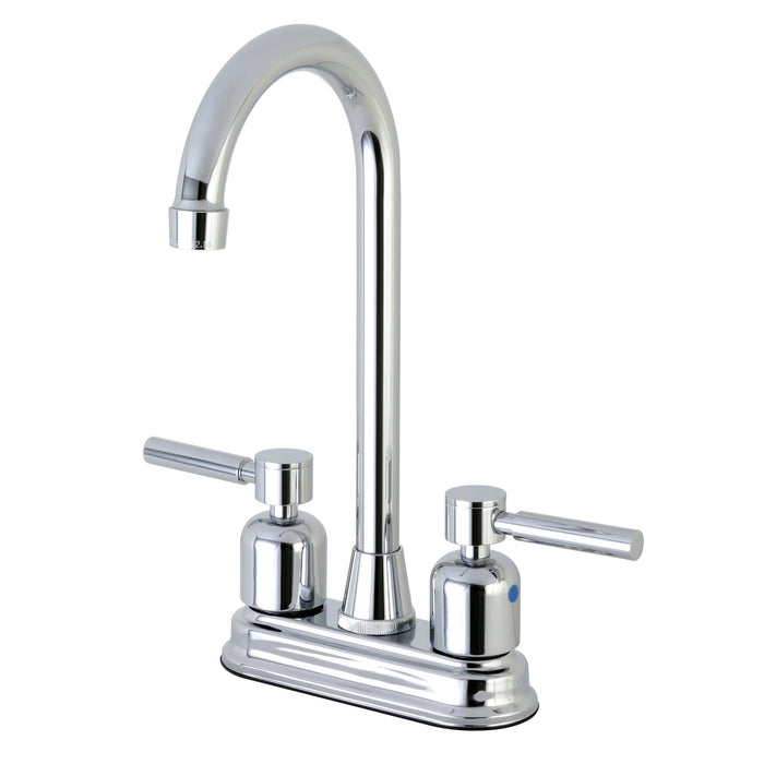 Kingston Brass FB491DL Concord Double-Handle 4" Centerset High-Arc Bar Faucet, Polished Chrome