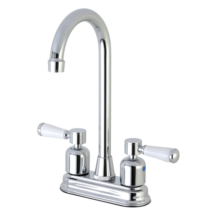 Kingston Brass FB491DPL Paris Double-Handle 4" Centerset High-Arc Bar Faucet, Polished Chrome