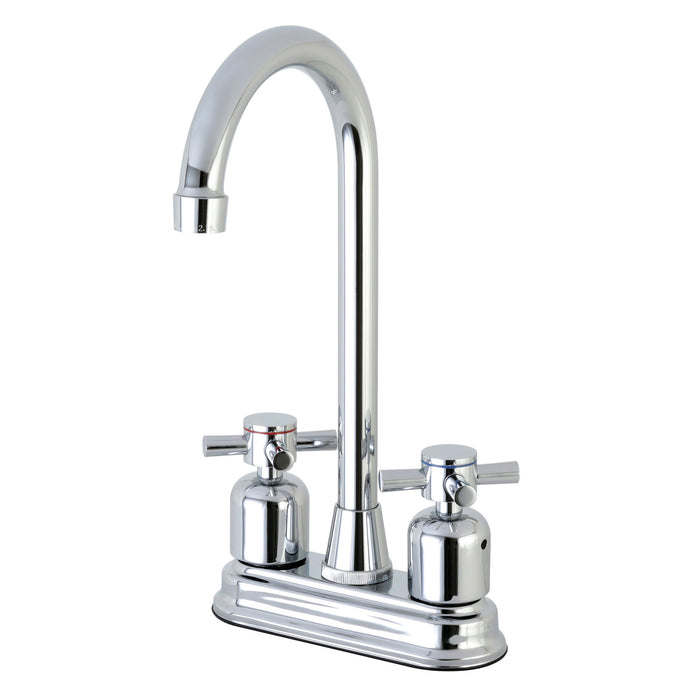 Kingston Brass FB491DX Concord Double-Handle 4" Centerset High-Arc Bar Faucet, Polished Chrome