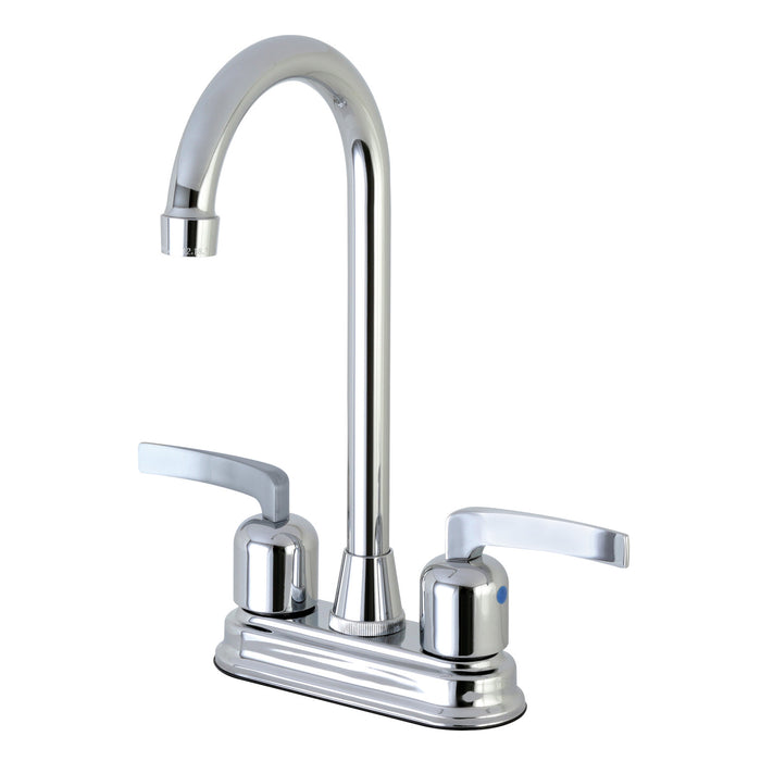 Kingston Brass FB491EFL Centurion Double-Handle 4" Centerset High-Arc Bar Faucet, Polished Chrome