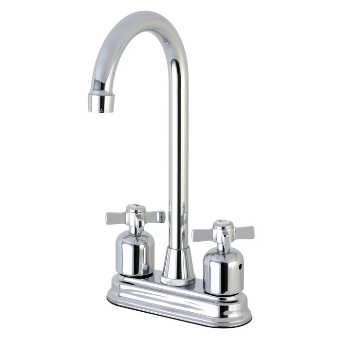 Kingston Brass FB491ZX Millennium Double-Handle 4" Centerset High-Arc Bar Faucet, Polished Chrome